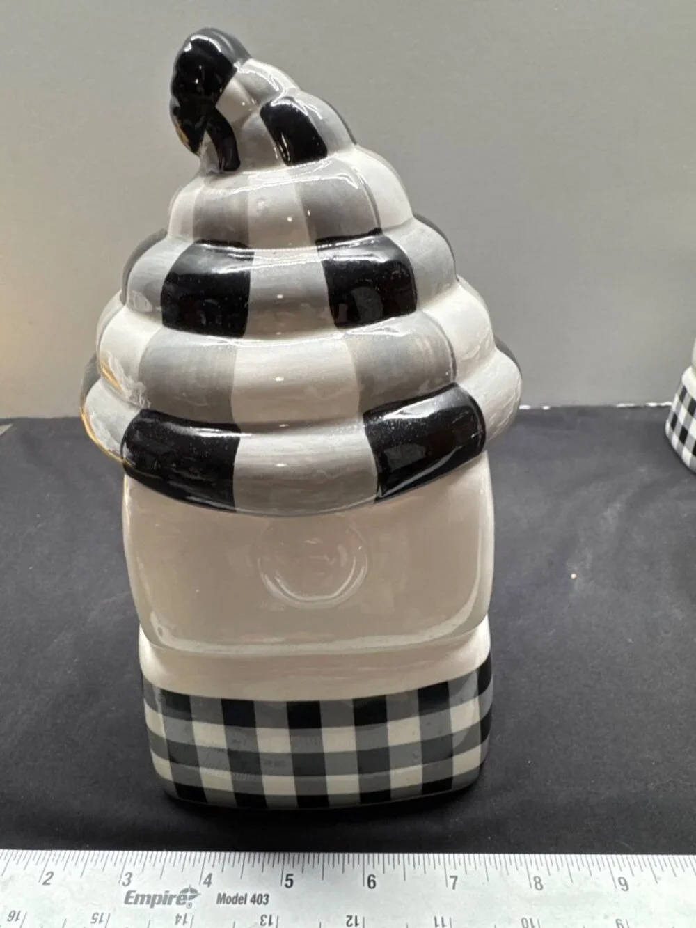 Joyous Snowman 2025 Ceramic Jar & Mug Set With Black & White Buffalo Check Desig